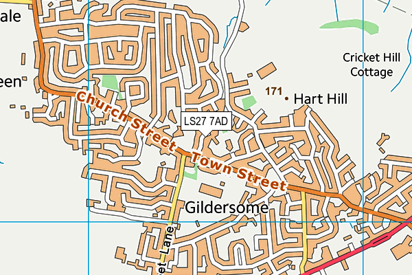 LS27 7AD map - OS VectorMap District (Ordnance Survey)
