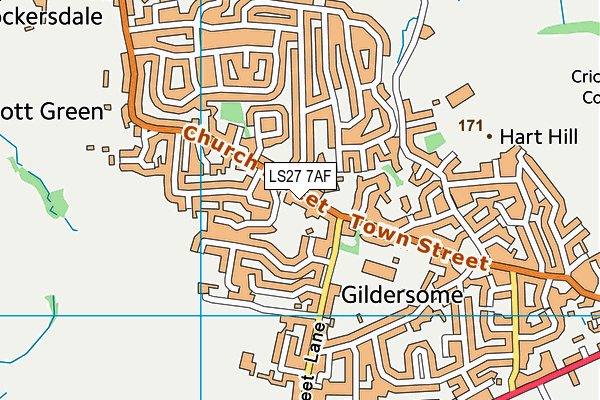 LS27 7AF map - OS VectorMap District (Ordnance Survey)