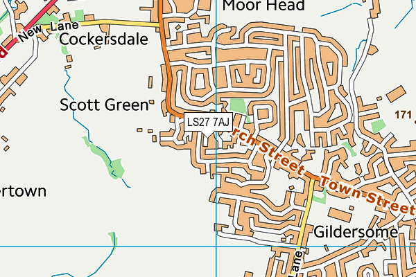 LS27 7AJ map - OS VectorMap District (Ordnance Survey)