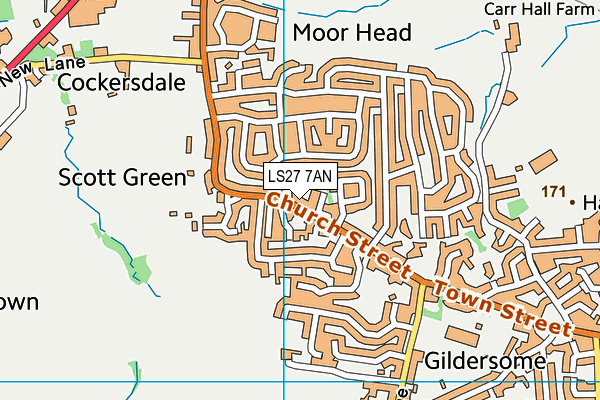 LS27 7AN map - OS VectorMap District (Ordnance Survey)