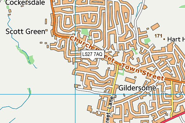 LS27 7AQ map - OS VectorMap District (Ordnance Survey)