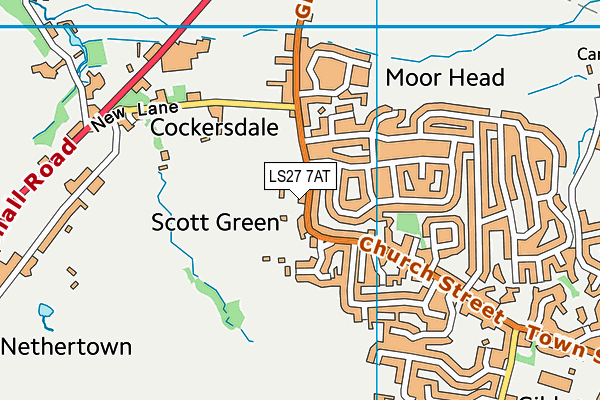 LS27 7AT map - OS VectorMap District (Ordnance Survey)