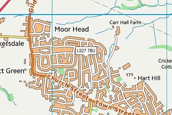 LS27 7BU map - OS VectorMap District (Ordnance Survey)