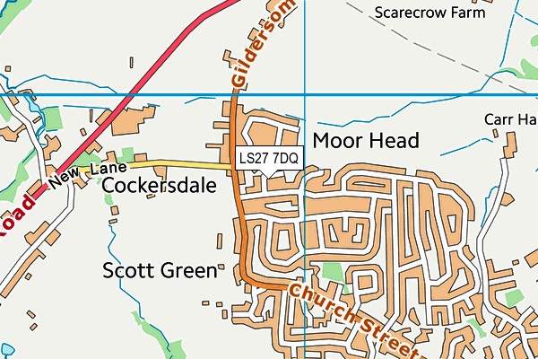 LS27 7DQ map - OS VectorMap District (Ordnance Survey)