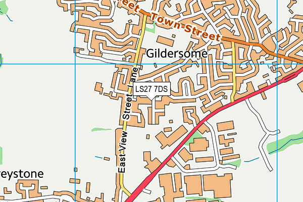 LS27 7DS map - OS VectorMap District (Ordnance Survey)