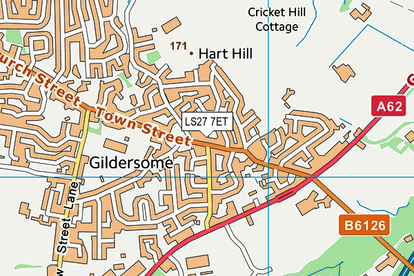 LS27 7ET map - OS VectorMap District (Ordnance Survey)