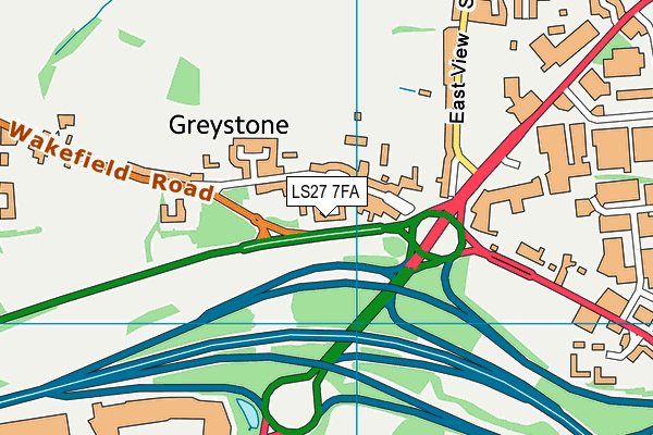 LS27 7FA map - OS VectorMap District (Ordnance Survey)