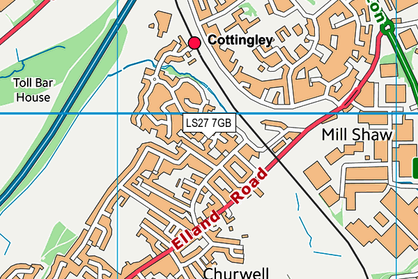 LS27 7GB map - OS VectorMap District (Ordnance Survey)