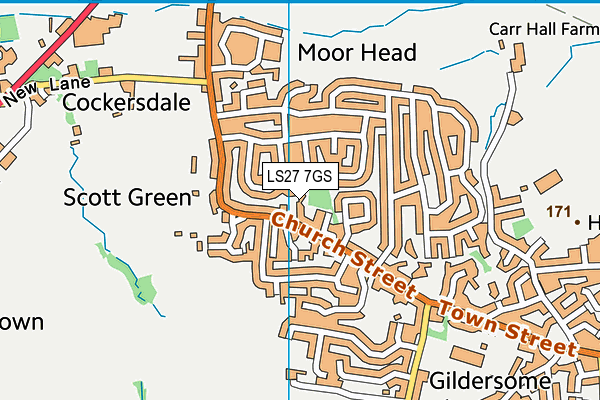LS27 7GS map - OS VectorMap District (Ordnance Survey)