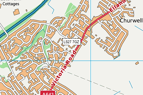 LS27 7GZ map - OS VectorMap District (Ordnance Survey)