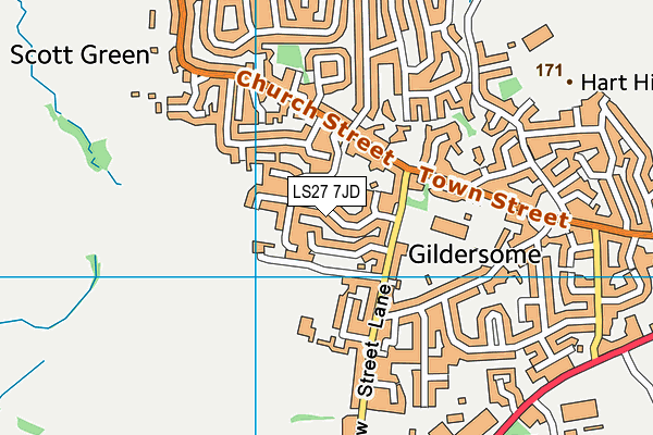 LS27 7JD map - OS VectorMap District (Ordnance Survey)