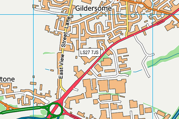 LS27 7JS map - OS VectorMap District (Ordnance Survey)