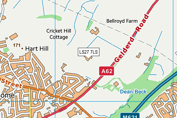 LS27 7LS map - OS VectorMap District (Ordnance Survey)