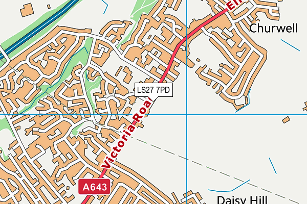 LS27 7PD map - OS VectorMap District (Ordnance Survey)