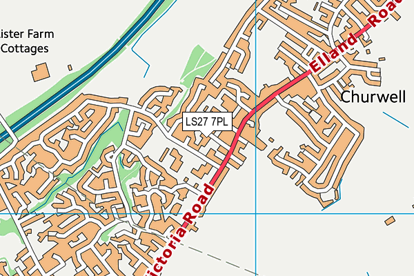 LS27 7PL map - OS VectorMap District (Ordnance Survey)