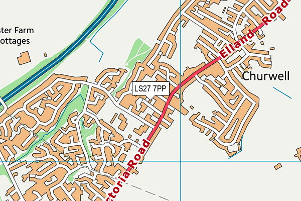 LS27 7PP map - OS VectorMap District (Ordnance Survey)