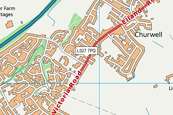 LS27 7PQ map - OS VectorMap District (Ordnance Survey)