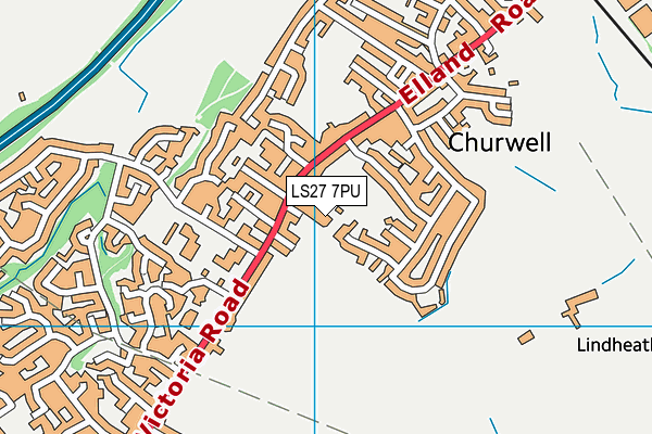 LS27 7PU map - OS VectorMap District (Ordnance Survey)