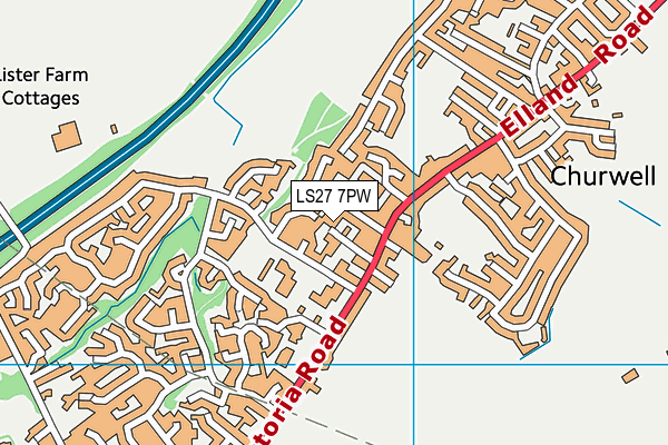 LS27 7PW map - OS VectorMap District (Ordnance Survey)