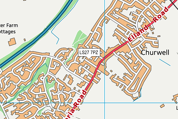 LS27 7PZ map - OS VectorMap District (Ordnance Survey)