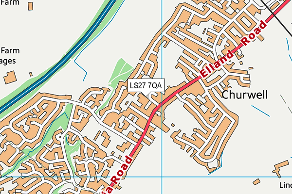 LS27 7QA map - OS VectorMap District (Ordnance Survey)