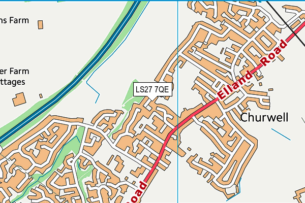 LS27 7QE map - OS VectorMap District (Ordnance Survey)