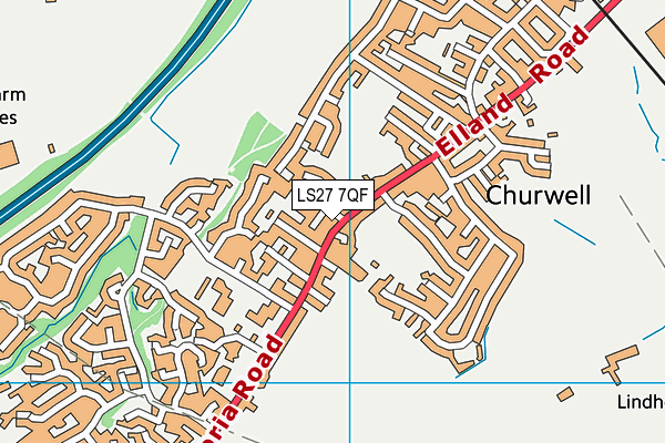 LS27 7QF map - OS VectorMap District (Ordnance Survey)