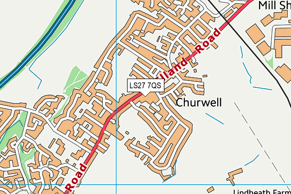 LS27 7QS map - OS VectorMap District (Ordnance Survey)