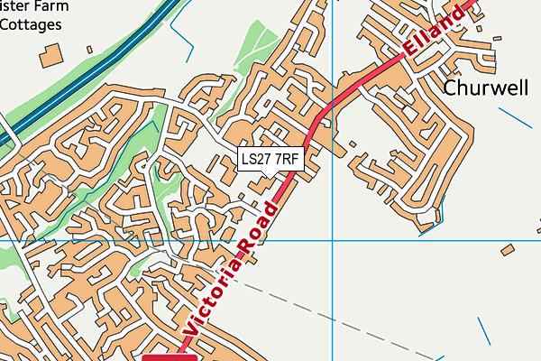 LS27 7RF map - OS VectorMap District (Ordnance Survey)