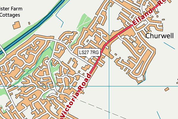 LS27 7RG map - OS VectorMap District (Ordnance Survey)