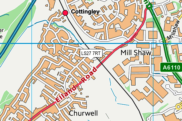 LS27 7RT map - OS VectorMap District (Ordnance Survey)