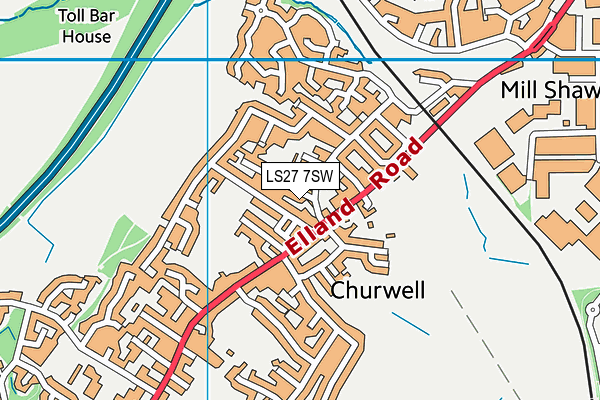 LS27 7SW map - OS VectorMap District (Ordnance Survey)