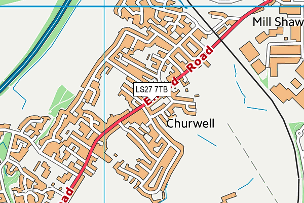 LS27 7TB map - OS VectorMap District (Ordnance Survey)