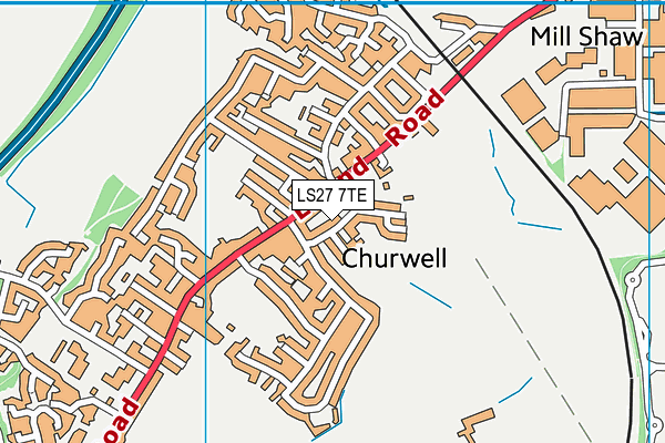 LS27 7TE map - OS VectorMap District (Ordnance Survey)