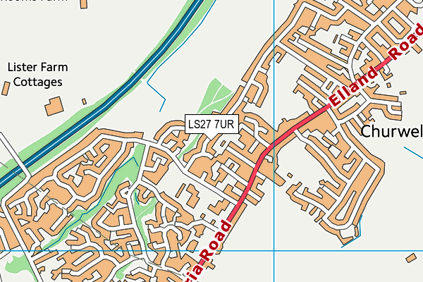 LS27 7UR map - OS VectorMap District (Ordnance Survey)
