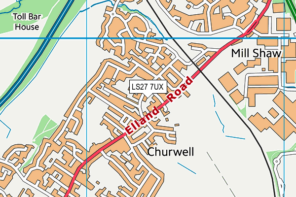 LS27 7UX map - OS VectorMap District (Ordnance Survey)