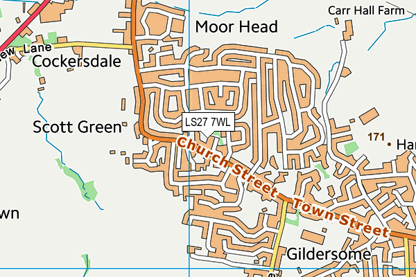 LS27 7WL map - OS VectorMap District (Ordnance Survey)