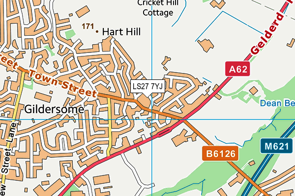 LS27 7YJ map - OS VectorMap District (Ordnance Survey)