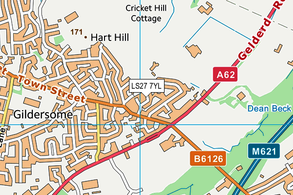 LS27 7YL map - OS VectorMap District (Ordnance Survey)