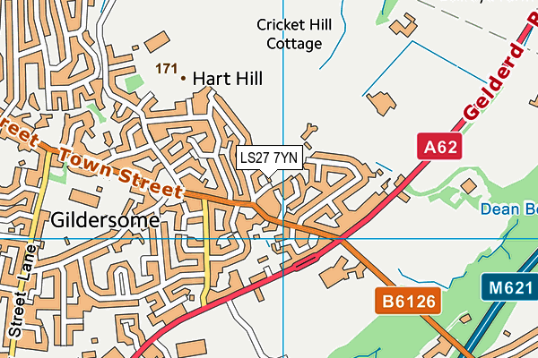 LS27 7YN map - OS VectorMap District (Ordnance Survey)