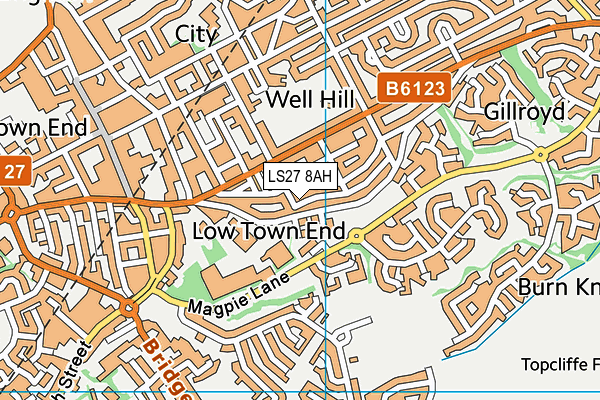 LS27 8AH map - OS VectorMap District (Ordnance Survey)