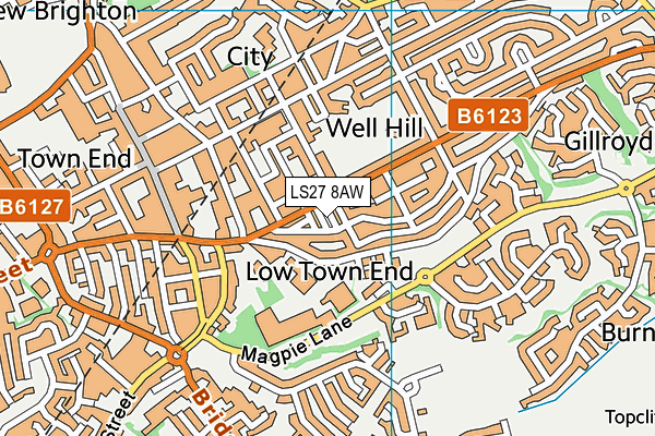 LS27 8AW map - OS VectorMap District (Ordnance Survey)