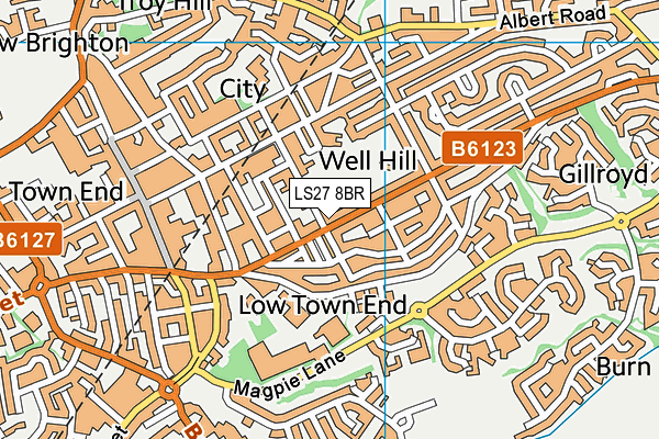 LS27 8BR map - OS VectorMap District (Ordnance Survey)