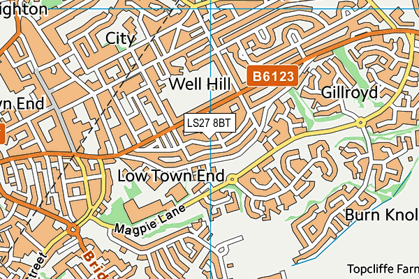 LS27 8BT map - OS VectorMap District (Ordnance Survey)