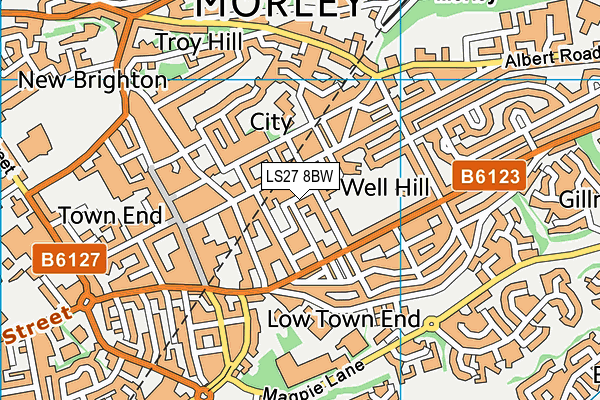 LS27 8BW map - OS VectorMap District (Ordnance Survey)