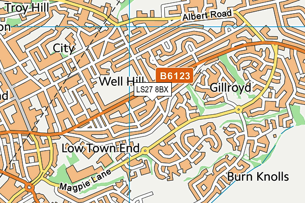 LS27 8BX map - OS VectorMap District (Ordnance Survey)