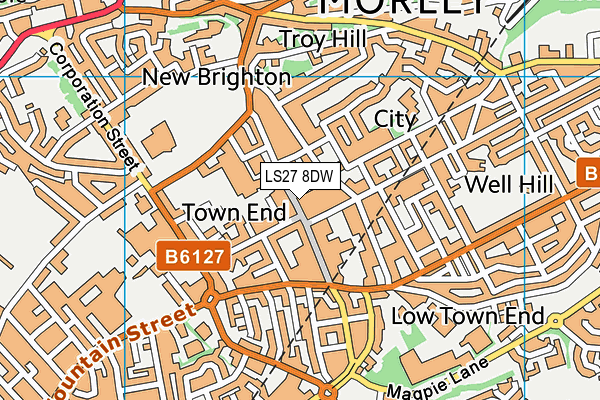 LS27 8DW map - OS VectorMap District (Ordnance Survey)