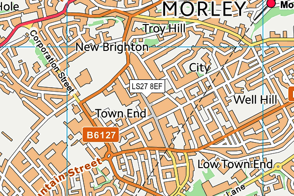 LS27 8EF map - OS VectorMap District (Ordnance Survey)