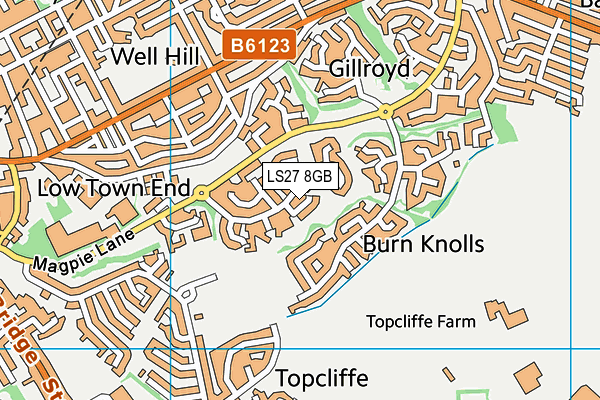 LS27 8GB map - OS VectorMap District (Ordnance Survey)