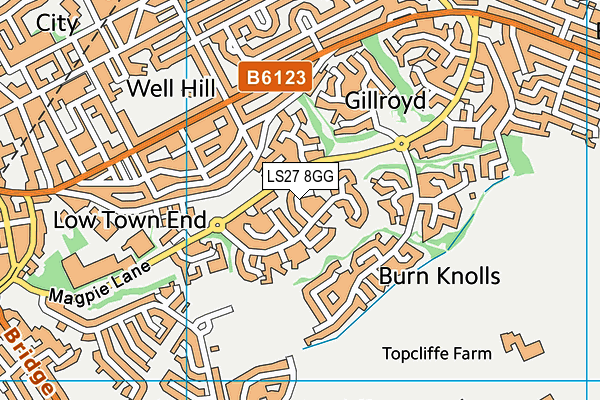 LS27 8GG map - OS VectorMap District (Ordnance Survey)